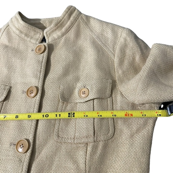 Zara Woman 100% Flax Linen Button Up Jacket Safari Style Tan Pockets Size 8 EUC - Picture 4 of 6
